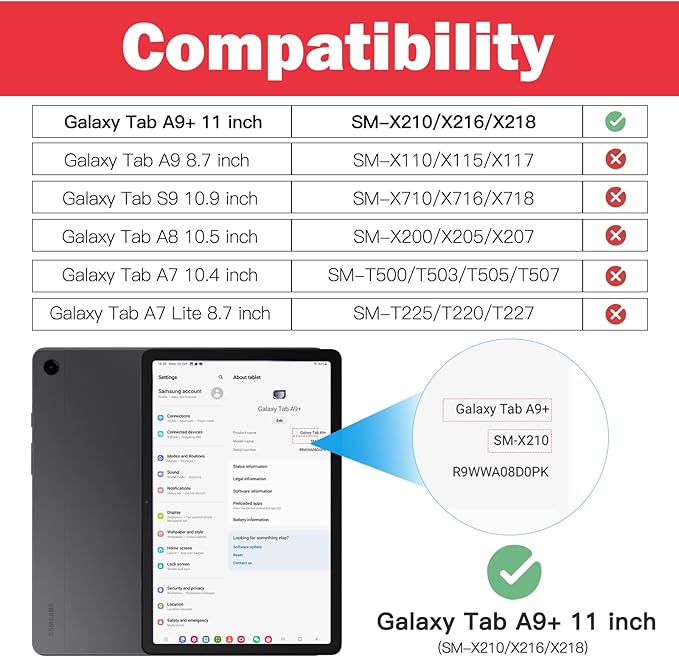 BRAECN for Samsung Galaxy Tab A9 Plus Case 11 Inch 2023 Shockproof Hard Duty Case with Screen Protector &amp360 Rotating Stand&ampHand Strap/Shoulder Strap for Galaxy A9 Plus Tablet-Black
