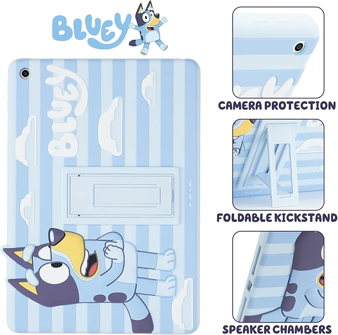 Bluey Kids iPad Case - 10.2 Case for iPad 9th/8th/7th Generation - 2019/2020/2021 Tablet Cover with Stand Shockproof Silicone Protector