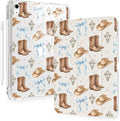 Cute Western Cowboy Bow for iPad Air5/Air4 Case with Pencil Holder Auto Sleep/Wake White Leather Acrylic Back Detachable Cover for iPad 10.9 Inch 2022/2020