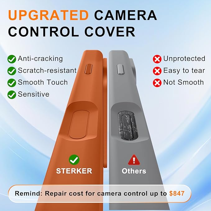 STERKER 360° Rotatable Stand Compatible with iPhone 17 Pro Case with Magnetic [Military Grade Drop Tested][Adjustable Kickstand] Ring Holder Silicone Slim Back Soft Edge Orange