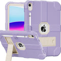 Case for iPad (A16) 11th Generation 11 Inch 2025 / iPad 10th Generation 10.9 Inch 2022 Rugged Heavy Duty Protective Cover [Built-in Pencil Holder ] for iPad 11/10 Gen (Lightpurple/White)
