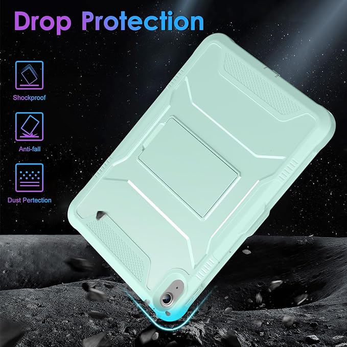DTTO Case for iPad (A16) 11th Generation 11-Inch 2025 iPad 10th Generation 10.9-Inch 2022 Durable Shockproof Full Body Protective Cover with Built-in Screen Protector Mint Green