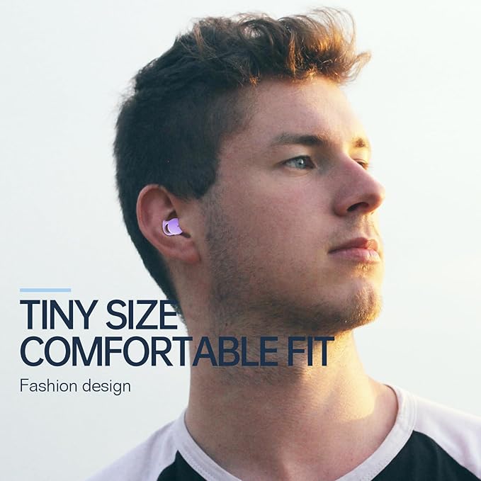 Invisible Sleep Headphones Sleep Earbuds for Side Sleepers Mini Noise Blocking Sleep Earphones Bluetooth 5.3 Wireless Earbuds for Sleeping Working Purple