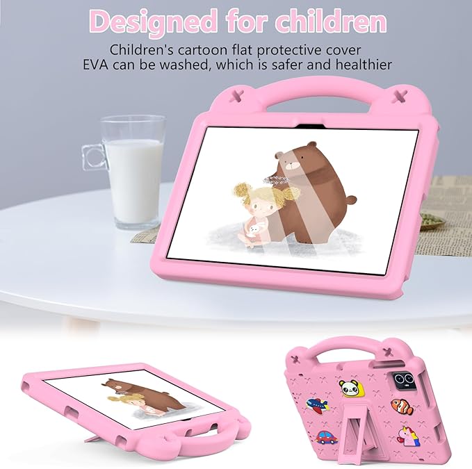 for Revvl Tab 2 Case (2025) EVA Shockproof Tablet Cover with Stand Handle Shoulder Strapfor Tmobile Revvl Tab 2 Tablet Case 10.1'' Pink