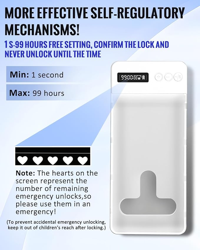 Portable Phone Lock Box with Timer 99 Hours for iPhone &amp Android for College Students Fitness ADHD Self-Control 60 Days Battery Focus Gifts for Student Graduation College Essentials