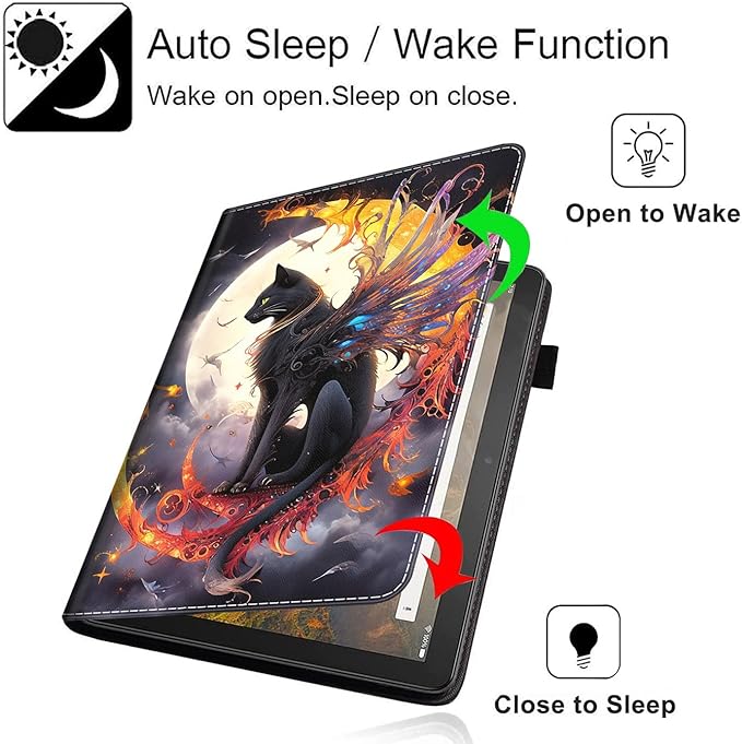 Case for All-New Amazon Kindle Fire HD 10 and Fire HD 10 Plus Tablet (13th/11th Generation 2023/2021 Release) 10.1 Slim Folding Stand Cover with Auto Wake/Sleep Moon Cat