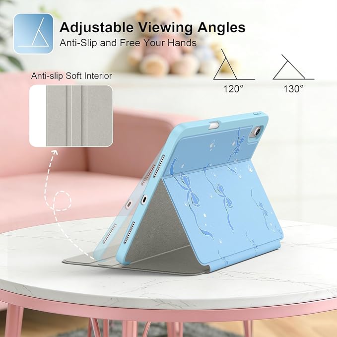 Supveco Case for iPad (A16) 11th Generation 11 inch (2025)iPad 10th Generation 10.9 inch (2022) with Pencil HolderPremium Folio Stand Case with Soft TPU Back CoverAuto Wake/Sleep-Blue