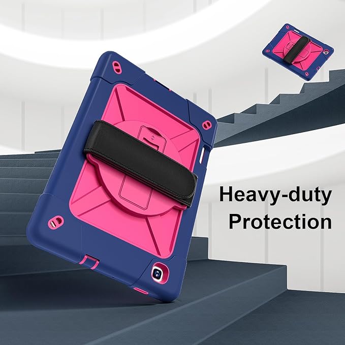 for Samsung Galaxy Tab S6 Lite Tablet Case 10.4 inch 2024/2022/2020 360 Rotating Stand Heavy Duty Shockproof Silicone Case for Galaxy Tab S6 lite (SM-P620/P625/P610/P613/P615/P619) Navy Blue