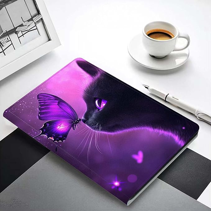 Case for iPad Air 3 10.5 2019/iPad Pro 10.5 2017Slim PU Leather Cover Adjustable Stand Auto Wake/SleepBlack Cat and Butterfly