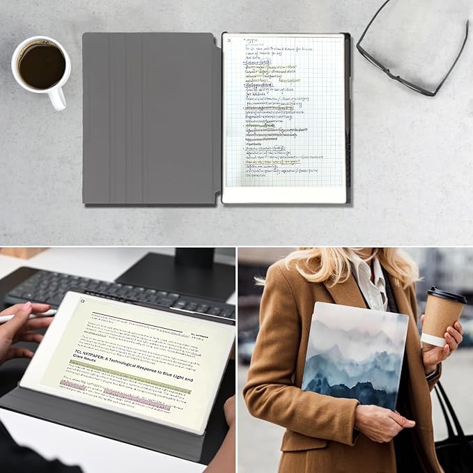 Rotating Case for 11.8 Remarkable Paper Pro Tablet (2024 Released) Lightweight and Hard Back Shell Protective Book Folio CoverAuto Sleep/WakePen Holder and Pen Tips Box (Misty Mountain)