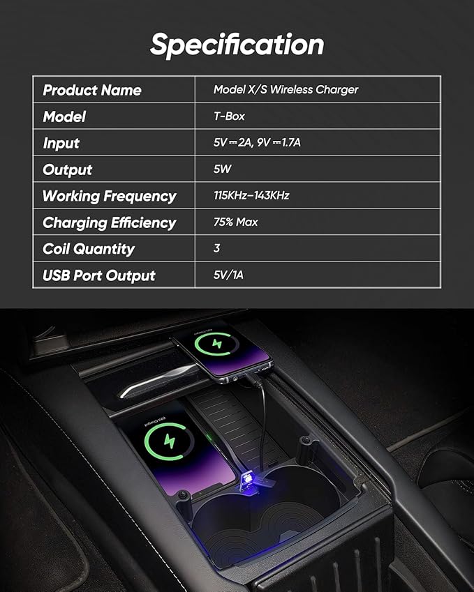 CARxion® for Model S &amp Model X Wireless Charger (2016-2019 OEM Car Accessories)