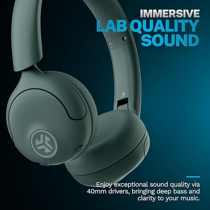 JLab Go Lux ANC Wireless Headphones Sage Hybrid Active Noise Cancelling Premium On-Ear Bluetooth Headset Customizable Sound Be Aware Mode Cloud Foam Comfort Multipoint Connection