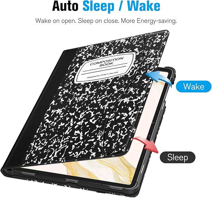 Fintie Case for Samsung Galaxy Tab S8 Plus 2022/S7 FE 2021/S7 Plus 2020 12.4 Inch with S Pen Holder Multi-Angle Viewing Cover with Pocket Auto Wake/Sleep Composition Book