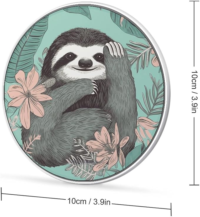Animal Sloth Mint Green Wireless Charger Fast Wireless Charging Pad with USB Cable 10W Anti-Slip Magnetic Wireless Charger Portable Slim Charger Puck Travel Charging Station