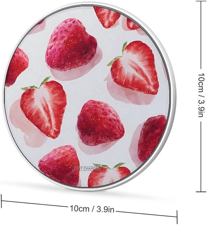 Strawberries Slices Fast Portable Charger 10W Funny Graphic Phone Charging Pad with USB Cable