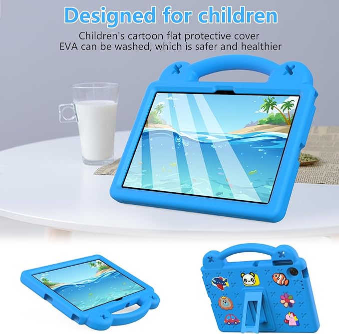Compatible with Lenovo tab TB-311/WIFI 10.1 (2025) Tablet Case Kids Friendly Universal Lightweight Shockproof Protective Case with Shoulder Strap &amp Stand Handle Sky Blue