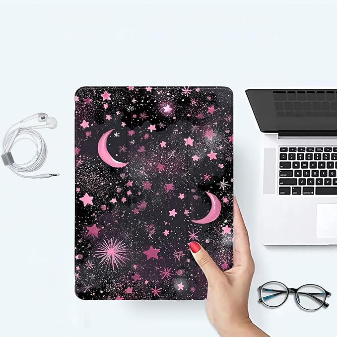 JOYLAND Starry Sky Case for iPad Air 11 M3(2025)/M2(2024) iPad Air 5th(2022)/4th (2020) Gen 10.9 Pencil Holder &amp Clear Transparent Back &amp Trifold Smart Tablet Cover for Girls Women