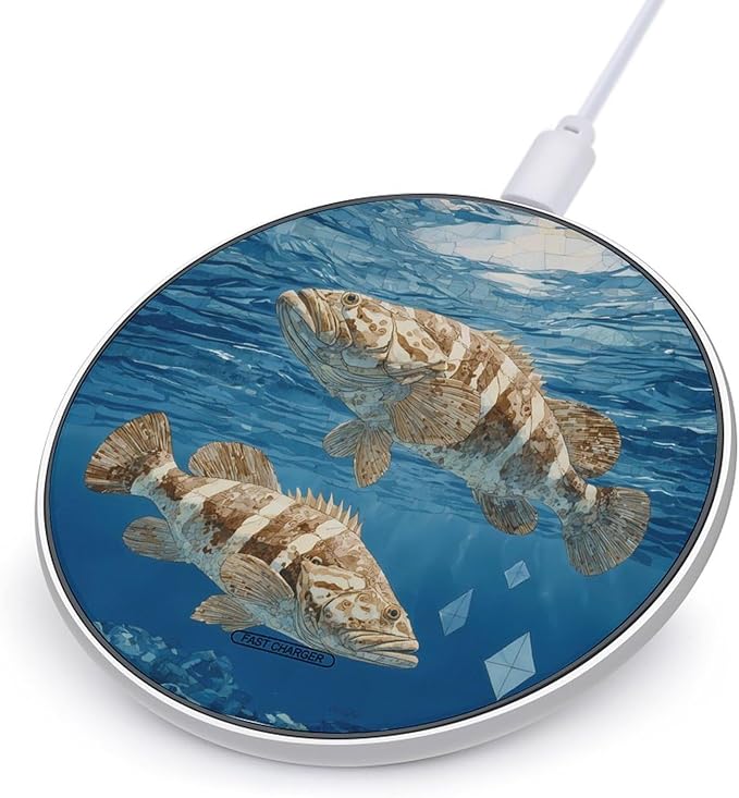 Ocean Grouper Fish Seabed Phone Charger Magnetic Charging Pad Anti-Slip with USB Cable