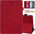 Dteck Case for All-New Amazon Fire HD 10 and 10 Plus Tablet (13th/11th Generation 2023/2021 Release)PU Leather Slim Folding Stand Cover with Pencil Holder Shockproof Magnetic Card Slots ShellRed