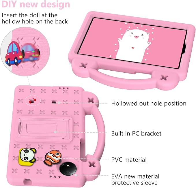 Compatible with Doogee U11/U11 Pro 2025 11 inch/Tab G6/Tab G6+ 11 inch/Infinix Xpad 20 2025 inch/Umidigi G7 Tab Pro 2024 11 inch Tablet Case Shoulder Strap &amp Stand Handle Pink