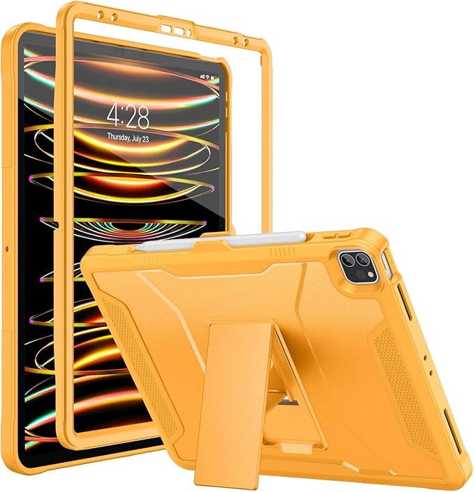 Soke Case for iPad Pro 12.9 Inch 6th/5th/4th Generation(2022/2021/2020 Release) Rugged Shockproof Protective Cover with Built-in Kickstand for Apple iPad Pro 12.9 - Citrus