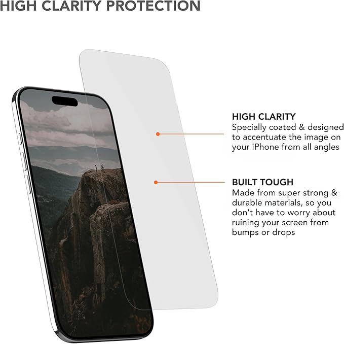 Rokform 2 Pack Screen Protector for iPhone 17 Air Active Touch | Shatter Proof | High Definition | Case Friendly | Tempered Glass (Clear)