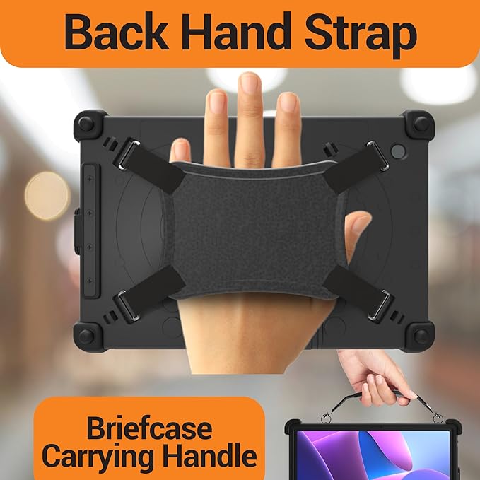 MobileDemand Ultra Rugged Case for Lenovo Tab K11 - Heavy Duty Tablet Case - Briefcase Handle Hand Strap - Shock Absorbing Bumpers Hard Outer Shell Fully Protective Cover - Black