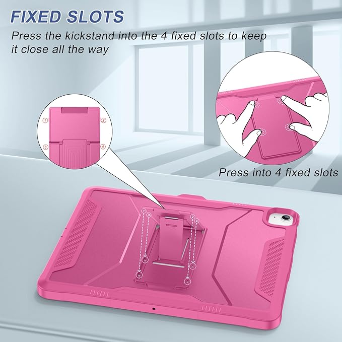 Soke Case for iPad Air 13-Inch M4 2026 M3 2025 &amp M2 2024with Built-in Screen Protector and Kickstand Rugged Full-Body Heavy Duty Protective Cover for Apple iPad Air 13 - Hot Pink