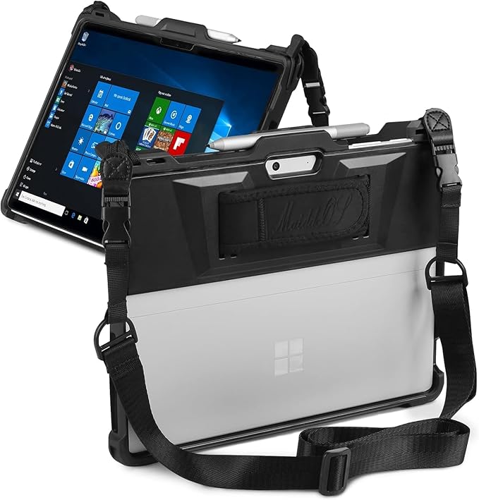 Microsoft Surface Pro 11/10/9 Case with Hand &amp Shoulder Strap Pen Holder Compatible with Type Cover Keyboard Rugged Protective Cover