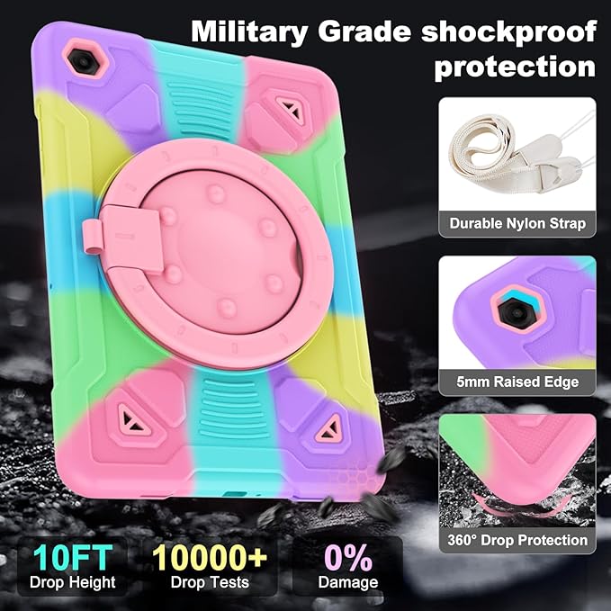 for Samsung Galaxy Tab A11 Plus/A9 Plus Case with Screen Protector/360° Rotating Stand/Shoulder Strap Full Body Rugged Cover for Galaxy Tab A11+ Plus/A9+ Plus 11 inch 2025/2023 Released