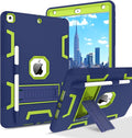 BENTOBEN iPad Case - 3in1 Heavy Duty Rugged Protective Cover with Stand &amp Pen Holder Navy Blue/Green