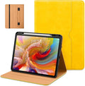 DTTO for iPad Pro 13 inch Case (M5/M4) 2025/2024 Premium Leather Business Folio Stand Cover with Pencil Holder - Auto Wake/Sleep &amp Multiple Viewing Angles Built in Hand Strap &amp Pocket Yello
