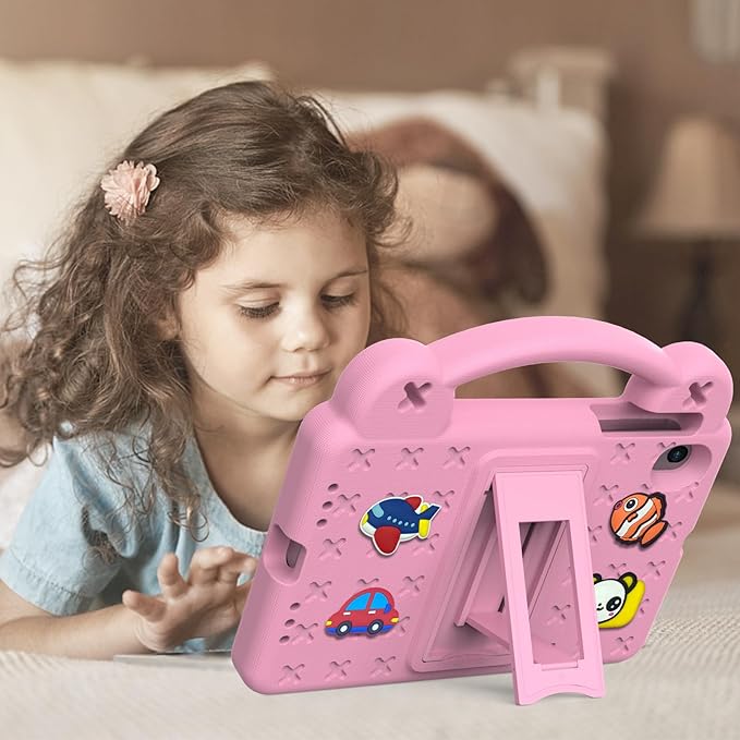 Compatible with ONN 7.0 Tablet (4nd Gen)-100135924(2024) Tablet Case Kids Friendly Universal Lightweight Shockproof Protective Case with Shoulder Strap &amp Stand Handle &amp Pen Tray Pink