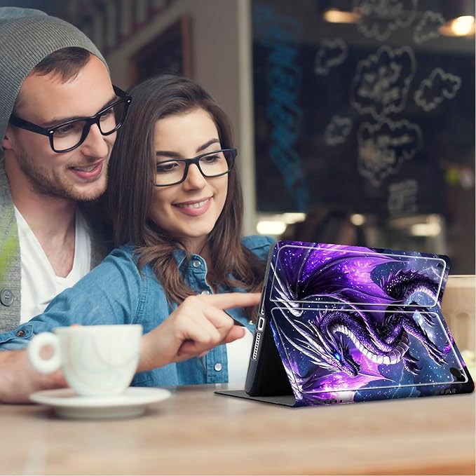for Fire Hd 10 Tablet Case 11th/13th Generation 2021/2023 ReleaseHybrid Slim Multi-Angles Stand Cover for Kindle Fire HD 10 Plus 11th GenAuto Wake/Sleep-Purple Dragon Galaxy