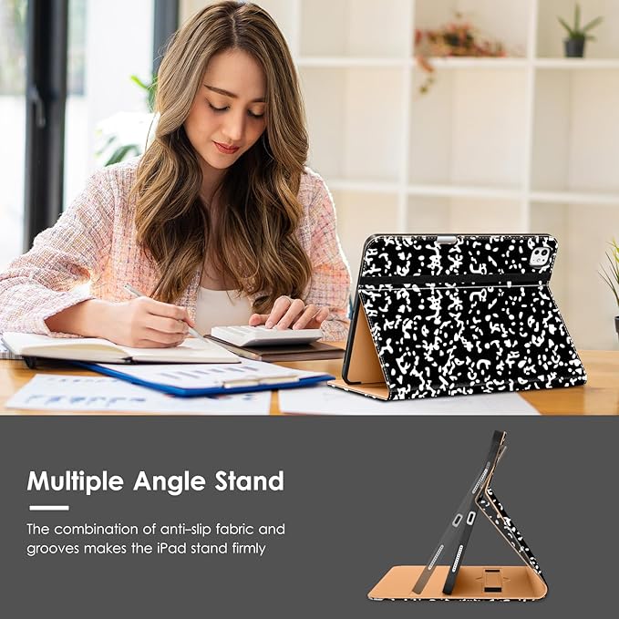 VIKESI Case for iPad Pro 13 (M4) 2024 Leather Stand Cover with Apple Pencil Holder Auto Wake/Sleep Multiple Viewing Angles Built in Hand Strap &amp Pocket Book