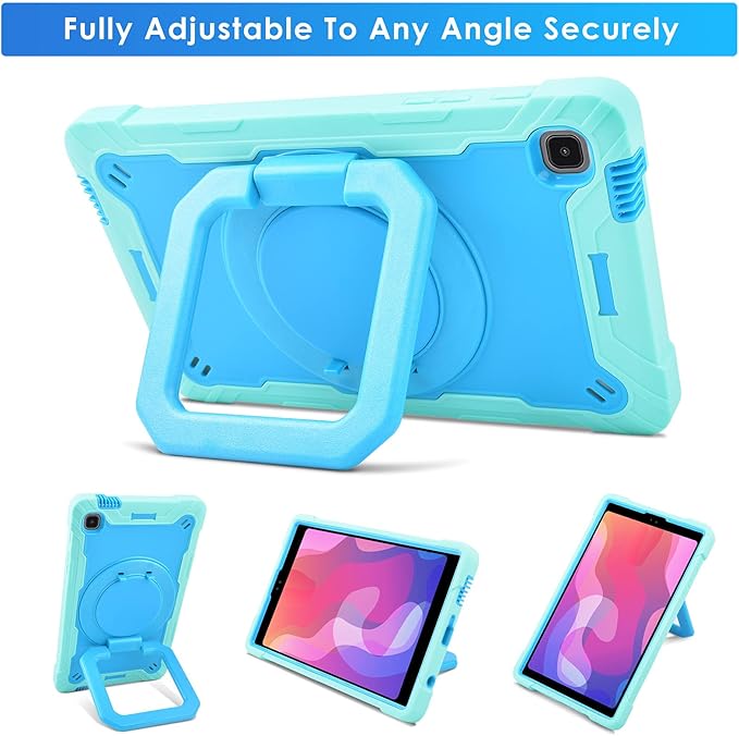 DETUOSI Case for Samsung Tab A7 Lite 8.7 inch 2021 Release SM-T220/T225/T227u Shockproof Protective Cover for Galaxy Tab A7 Lite 8.7 inch (360°Rotatable Stand &amp Shoulder Strap) Mint Green &amp