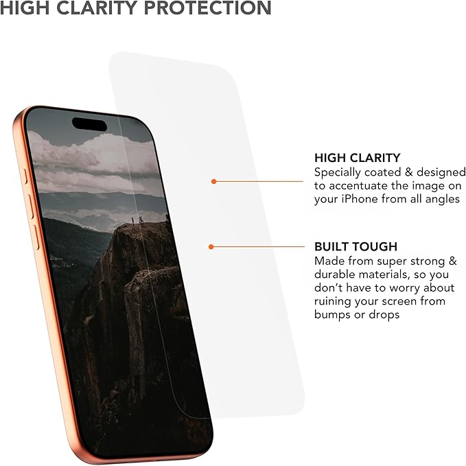 Rokform 2 Pack Screen Protector for iPhone 17 Pro Max Active Touch | Shatter Proof | High Definition | Case Friendly | Tempered Glass (Clear)