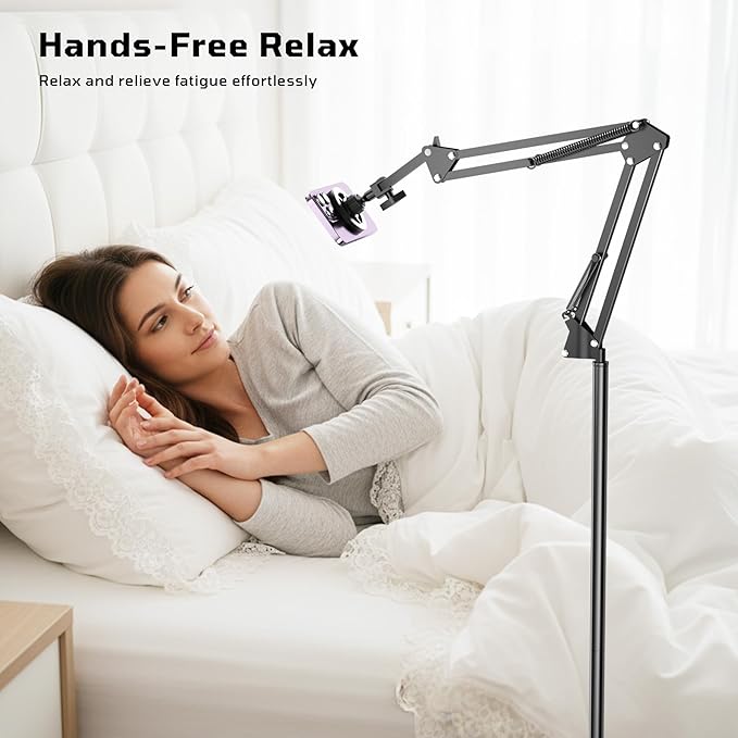 Floor Magnetic Phone Holder for Bed Laying Down Adjustable Bedside Phone Stand for iPhone Magsafe Headboard Cell Phone Mount for Reading