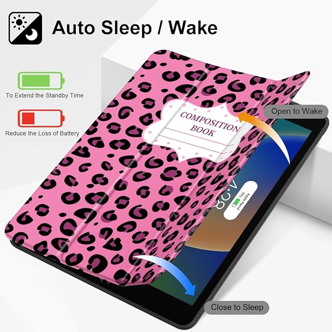 Mektron Designed Printed iPad 10.2 Case 9th Gen (2021)/ 8th Gen (2020)/ 7th Gen (2019) with Pencil Holder Slim Protective Case with Soft TPU Back for iPad 10.2 inch Composition Book