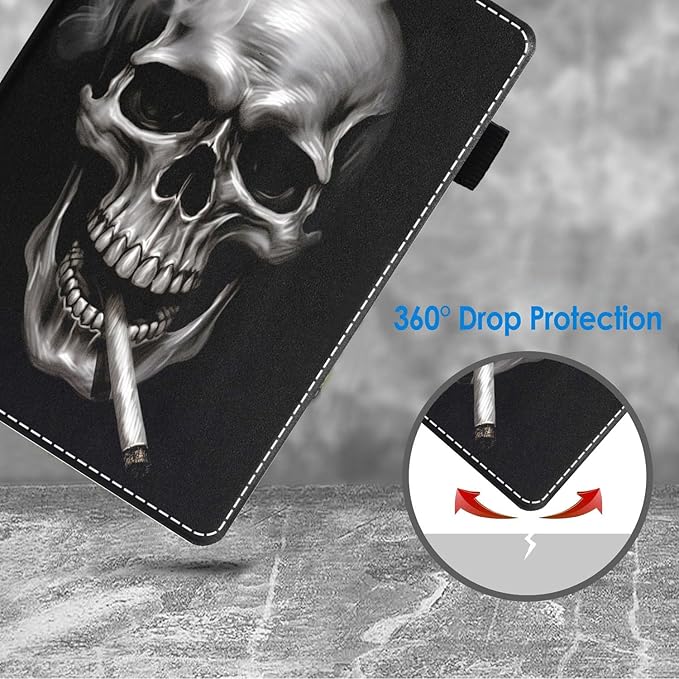 Case for All-New Amazon Fire HD 10 &amp 10 Plus Tablet 10.1 (13th/11th Generation 2023/2021 Release) Slim Stand Folio Cover with Card Slot &amp Auto Wake/Sleep - Skull Model Smoking