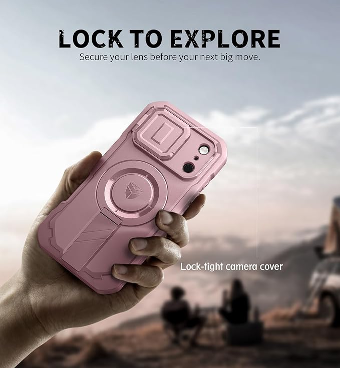 Dexnor for iPhone 17 Pro Case [2 Front Frame &amp Built-in Flip Camera Cover &amp Kickstand] Compatible with MagSafe Heavy-Duty Shockproof Portection Case with Screen Protector 6.3 inch Peony Pi