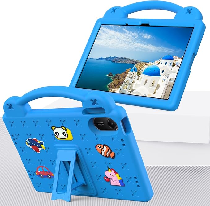 Compatible with Xiaomi Redmi Pad 2 2025 11 inch Tablet Case Kids Friendly Universal Lightweight Shockproof Protective Case with Shoulder Strap &amp Stand Handle Sky Blue