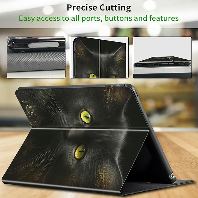 Case for All-New Kindle Paperwhite 12th Generation 7 inch 2024 &amp Kindle Colorsoft Signature Edition 2024 Lightweight Protective PU Leather Smart Stand Cover with Auto Wake Sleep - Black Cat