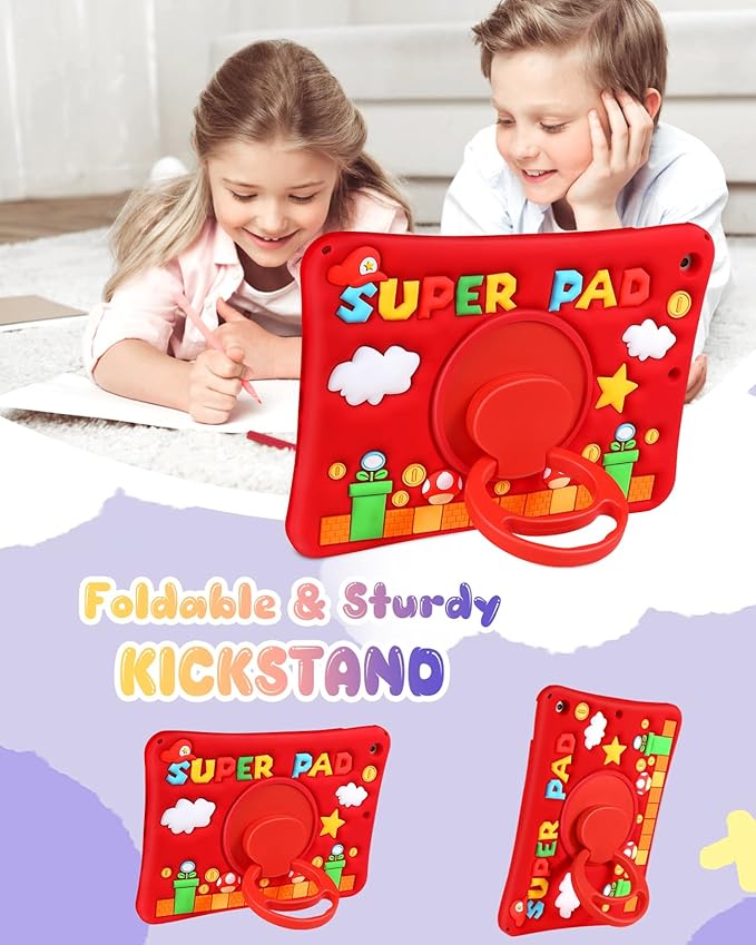 Cute Case for iPad 9th/8th/7th Generation - Silicone 3D Design for Girls Women Girly Kawaii Funny Cartoon Soft Stand for iPad Case 9th/8th/7th Generation with Lanyard 10.2 InchRed Maliao