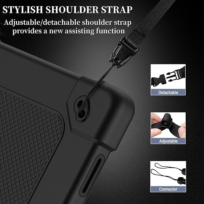 for Tmobile Revvl Tab 2 Tablet Case with 2 Pcs Screen ProtectorShockproof Kids Protective Case with Shoulder Strap Kickstand Cover for Tmobile Revvl Tab 2 Tablet 10.1 inch (Black)