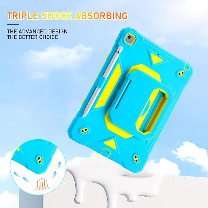 for iPad 9th/8th/7th Generation Case iPad 10.2 Case 2021/2020/2019 Rugged Heavy Duty Shockproof Protective Kids Case with Screen Protector/360° Rotating Folding Stand/Pencil Holder/Shoulder Strap