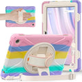 for Amazon Fire HD 10 &amp Fire HD 10 Kids Pro Tablet Case (13th Gen 2023 Release) Heavy Duty Shockproof Case with Hand/Shoulder Strap Rotating Kickstand Colourful Pink