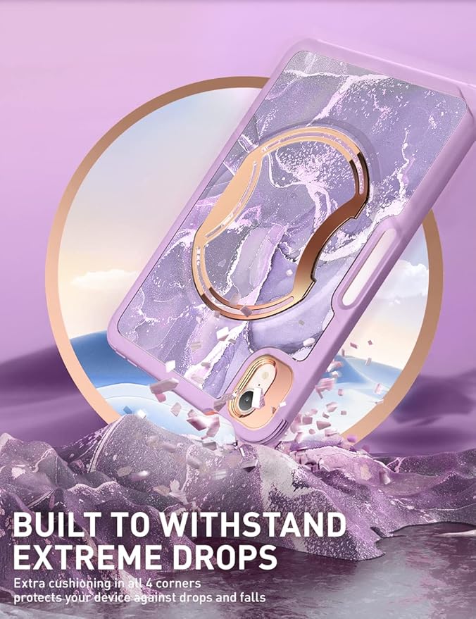 Clayco Nebula Case for iPad mini 6 (2021) with [Built-in Screen Protector] [Kickstand] [Pencil Holder] Full Body Slim Protective Case Support Pencil Charging for iPad mini 8.3 6th Generation-Purple