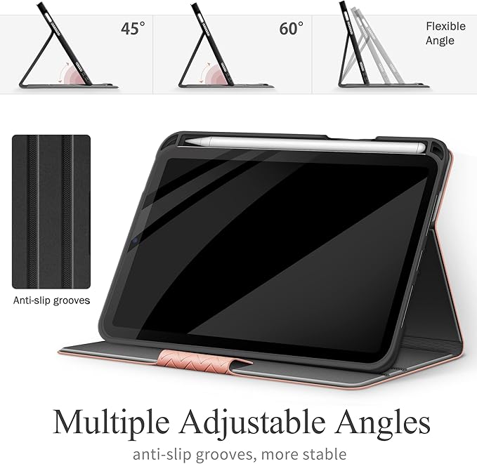 auaua Case for iPad mini 7 (A17 Pro 2024) / iPad mini 6 Case (2021) 8.3 inch with Pencil Holder Multiple Viewing Angles Magnetic Closure Auto Sleep/Wake (Pink)