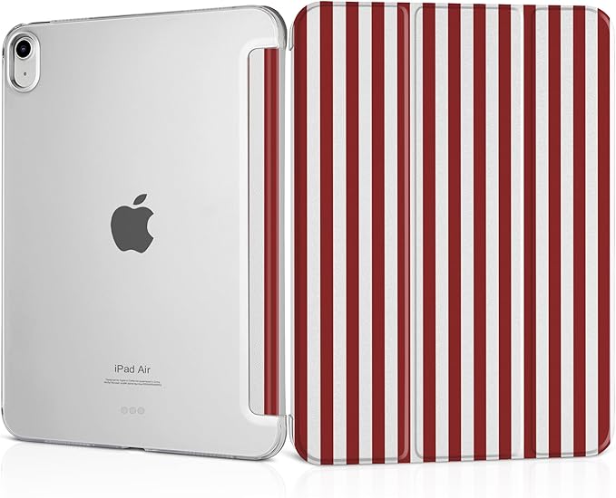 MEEgoodo for M4/M3/M2 iPad Air 11 inch Case 2026 2025 2024Case for iPad Air 5th/4th Generation 10.9 inch 2022 2020 Tablet Cover with Silk Texture &amp PC Clear Back Cover Red Stripes